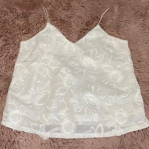 Embroidered Flower V Cut Dress Tank